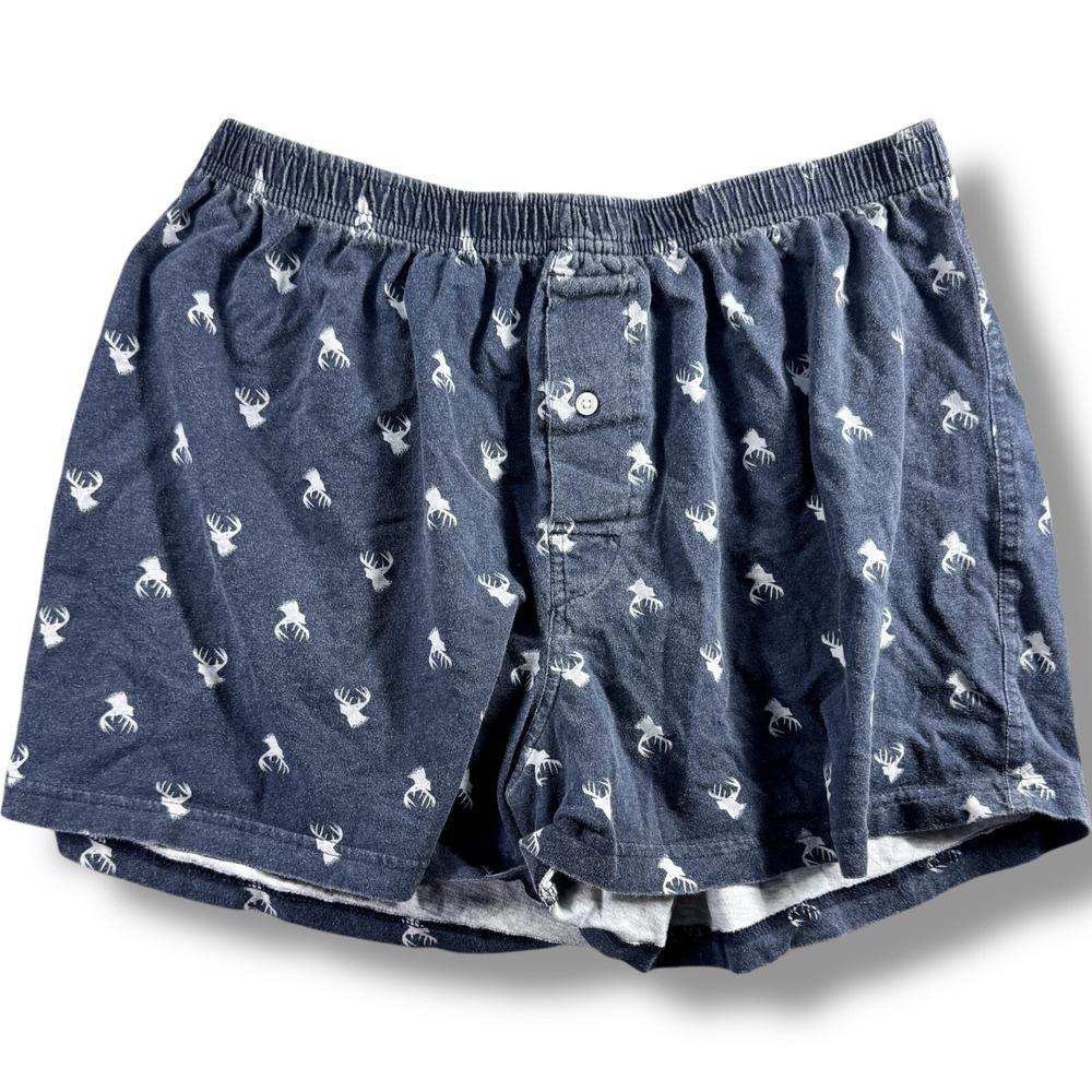 Merona Womens Blue Deer Antler Print High Rise Elastic Waist Lounge Shorts L